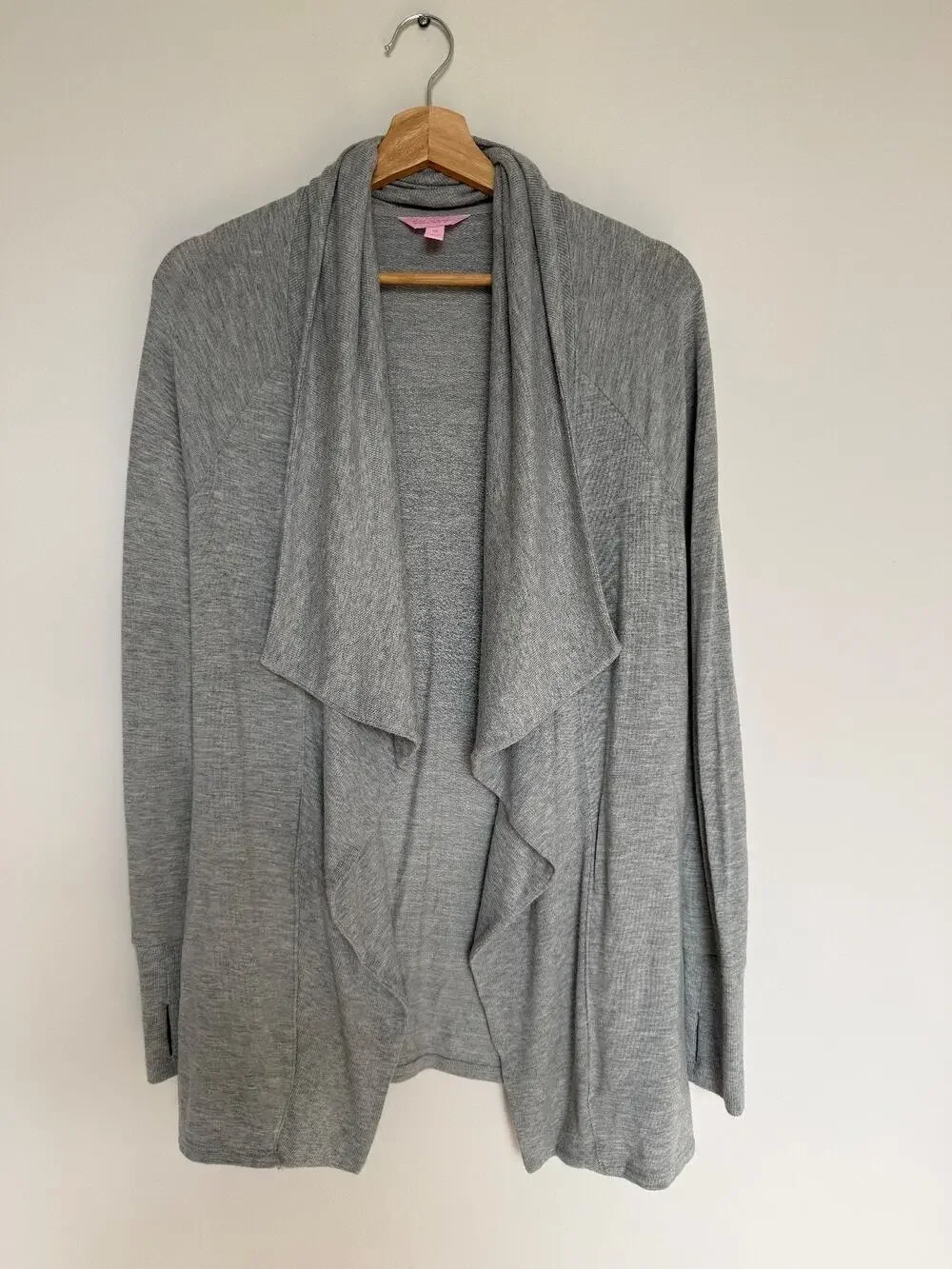 Lilly Pulitzer Women's XS Cardigan Grey Waterfall Draped Open Front Cozy Luxury
